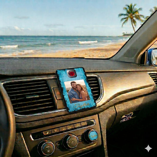 Custom Photo Car Air Freshener - Personalized Vent Clip Card Freshener with blur bricks, Customized Picture Freshener for Car Dashboard, Cute Anniversary Valentine’s Day Gift