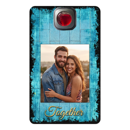 Custom Photo Car Air Freshener - Personalized Vent Clip Card Freshener with Rustic Blue Wood